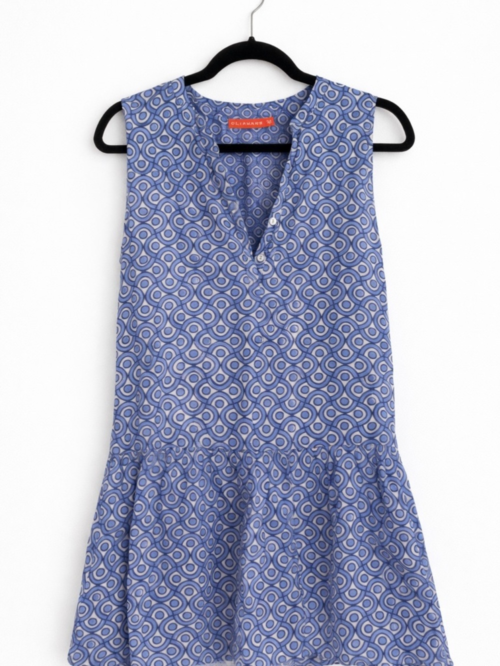 Oliphant Blue Geometric Sleeveless Mini Dress